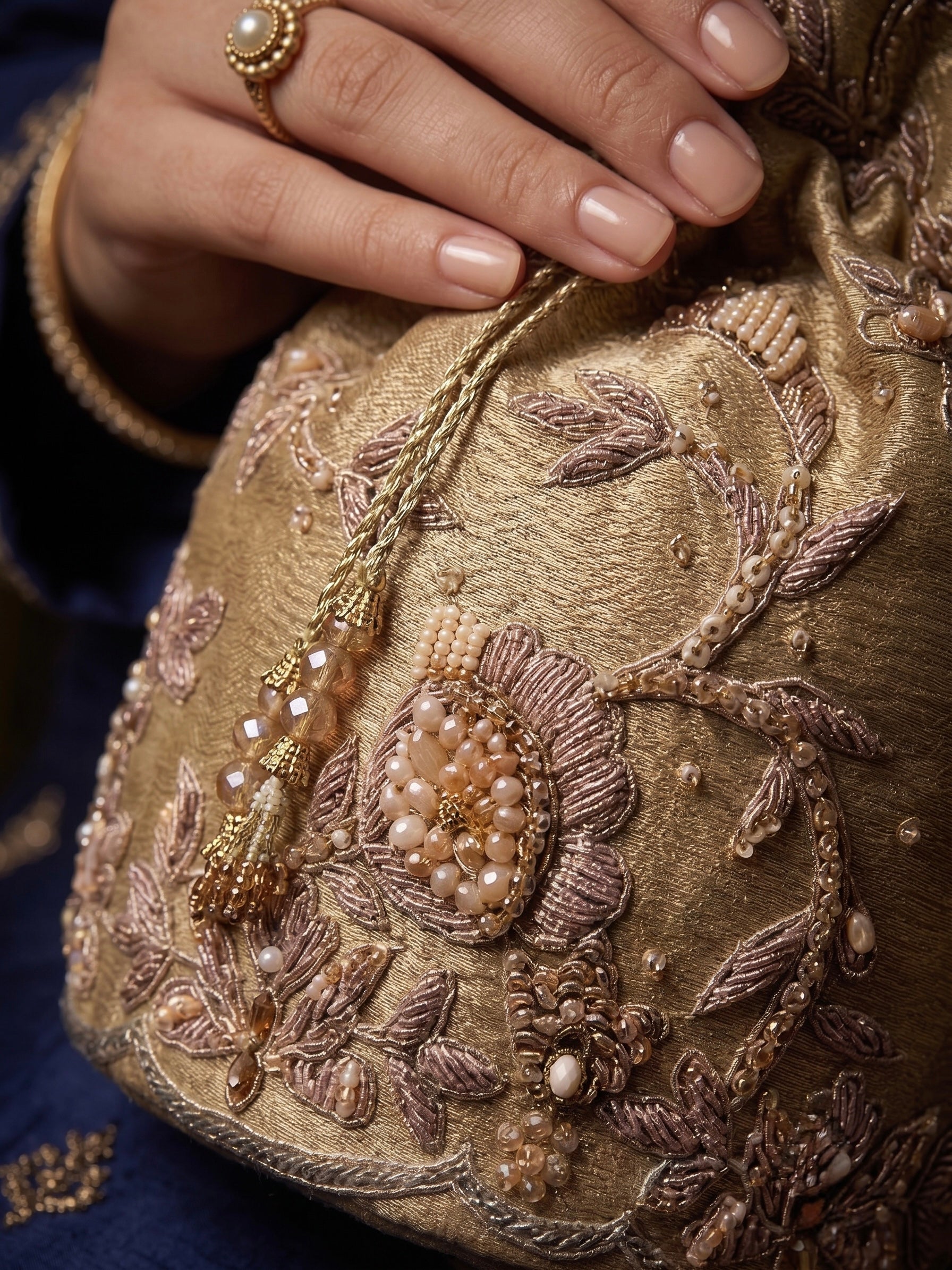 Champagne Bloom Potli - wedding accessory by Karigur Bridal, view 2
