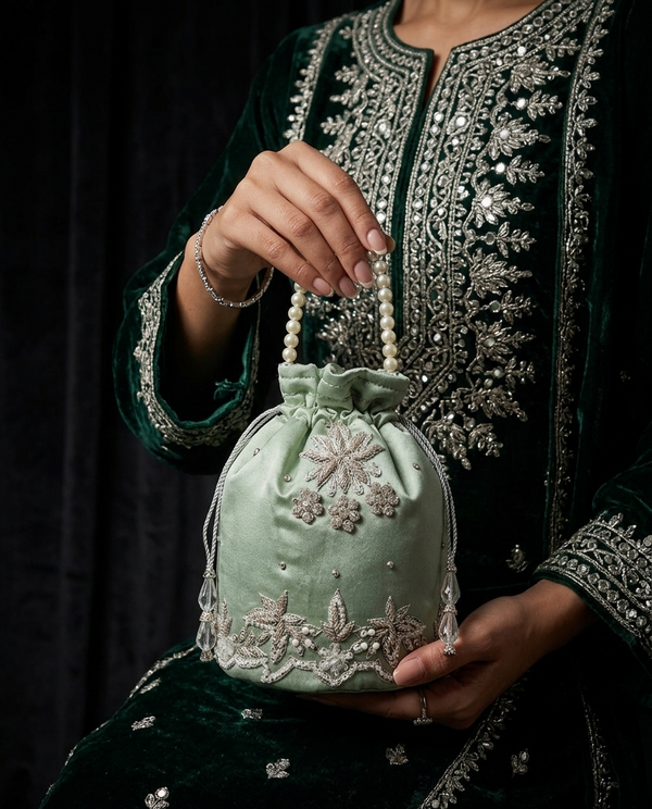 Mint Étoile Potli - wedding accessory by Karigur Bridal