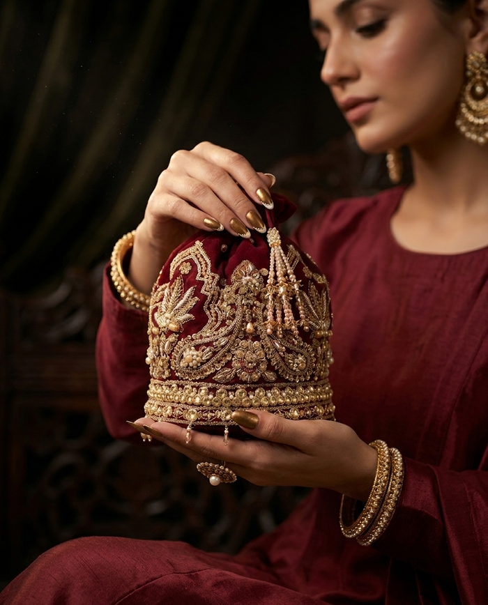 Mughal Ruby Potli - wedding accessory by Karigur Bridal