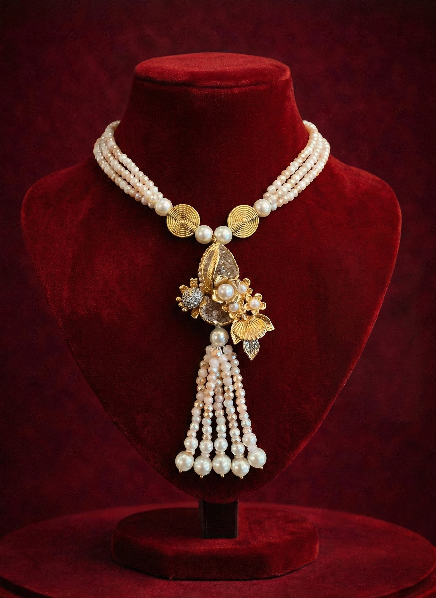Tassel Pearl Necklace - wedding accessory by Karigur Bridal