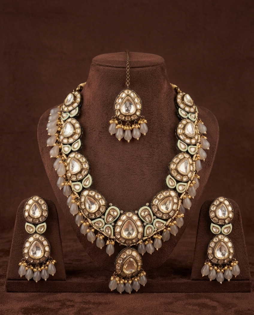 Champagne Kundan Majesty Set - bridal look by Karigur Bridal