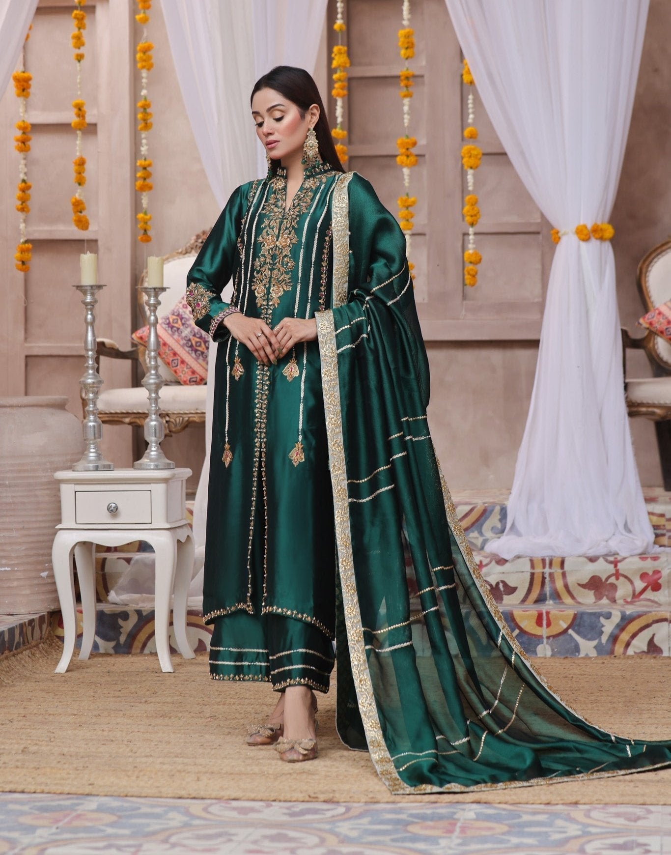 dark green mehndi dress for bride Helena, Bridal Suit (Mehndi) Bridal mehendi color:BLUE - LIGHT WASH Closed Toe 17 Flattering Bodycon Dresses