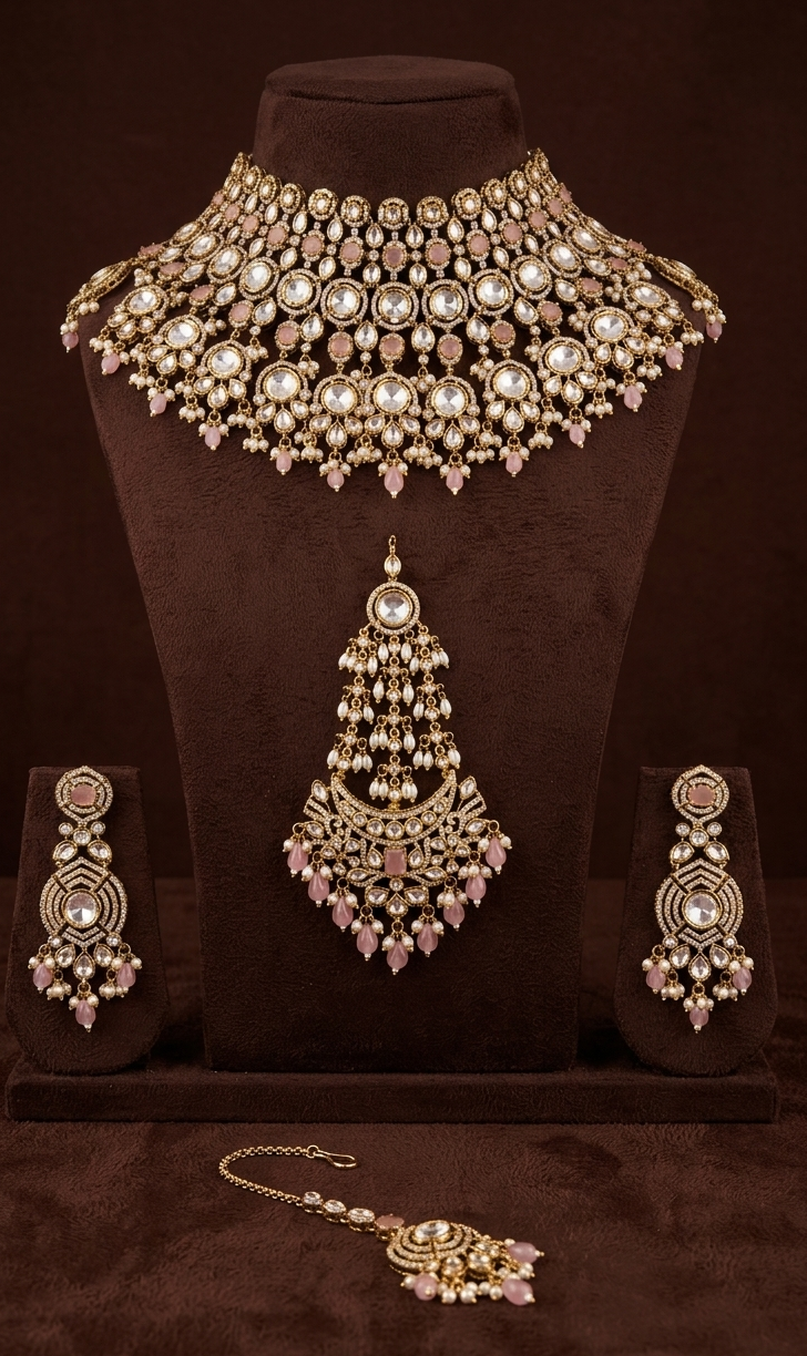 Blush Polki Royale Set - bridal look by Karigur Bridal