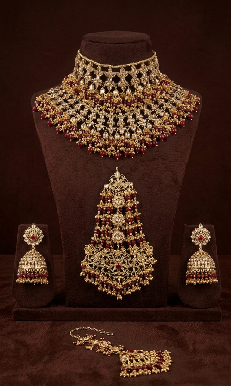 Ruby Gold Grandeur Set - bridal look by Karigur Bridal