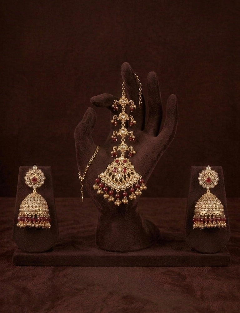 Ruby Gold Grandeur Set - bridal look by Karigur Bridal, view 2