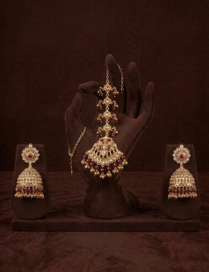 Ruby Gold Grandeur Set - bridal look by Karigur Bridal, view 2