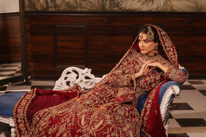 Karigur Ruhani — detail of the lehenga hem with gold zardozi and rhinestone work.