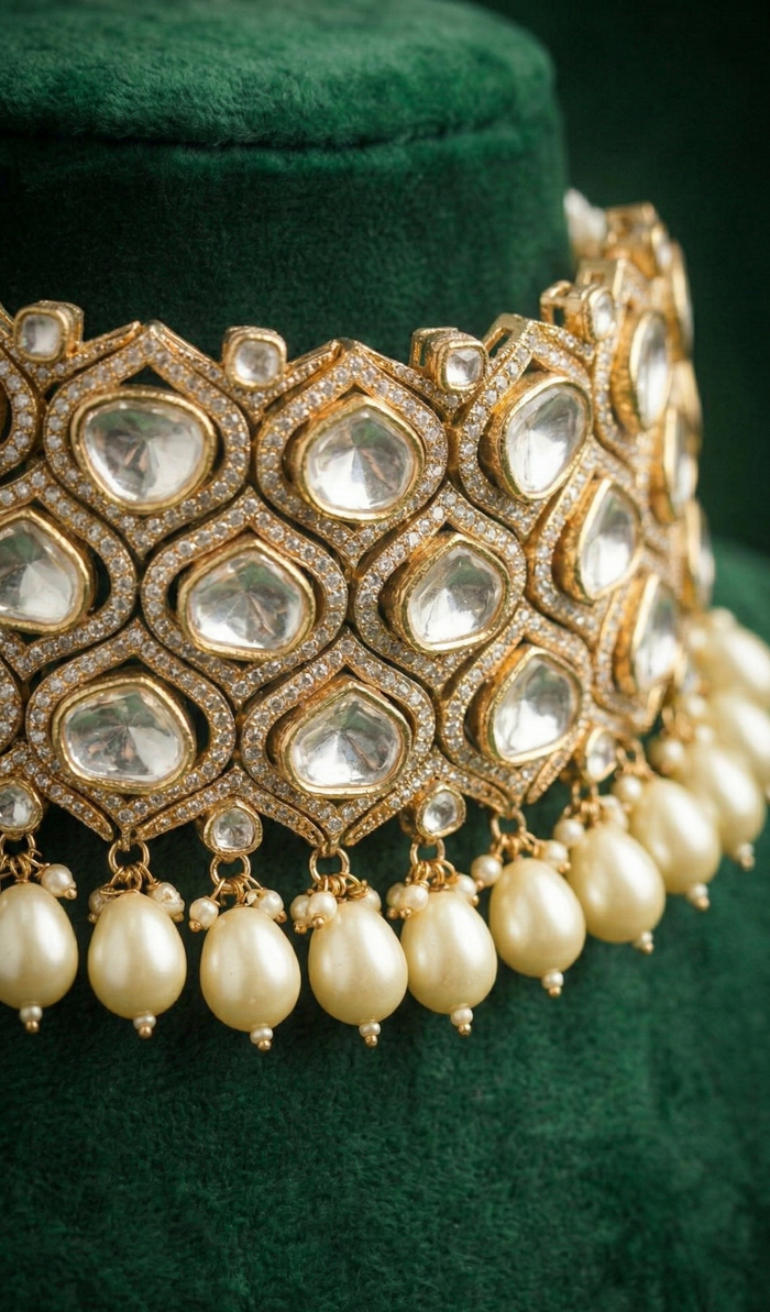 Antique Pearl Kundan Set - occasion wear by Karigur Bridal, view 2