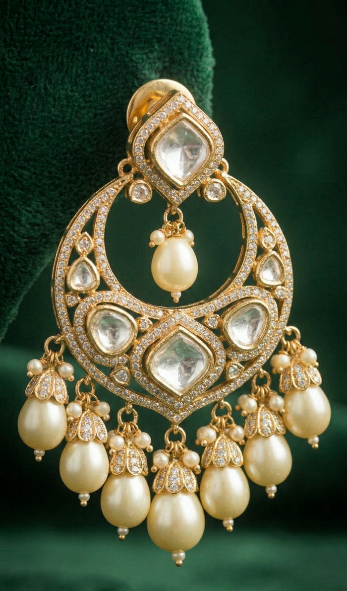 Antique Pearl Kundan Set - occasion wear by Karigur Bridal, view 3