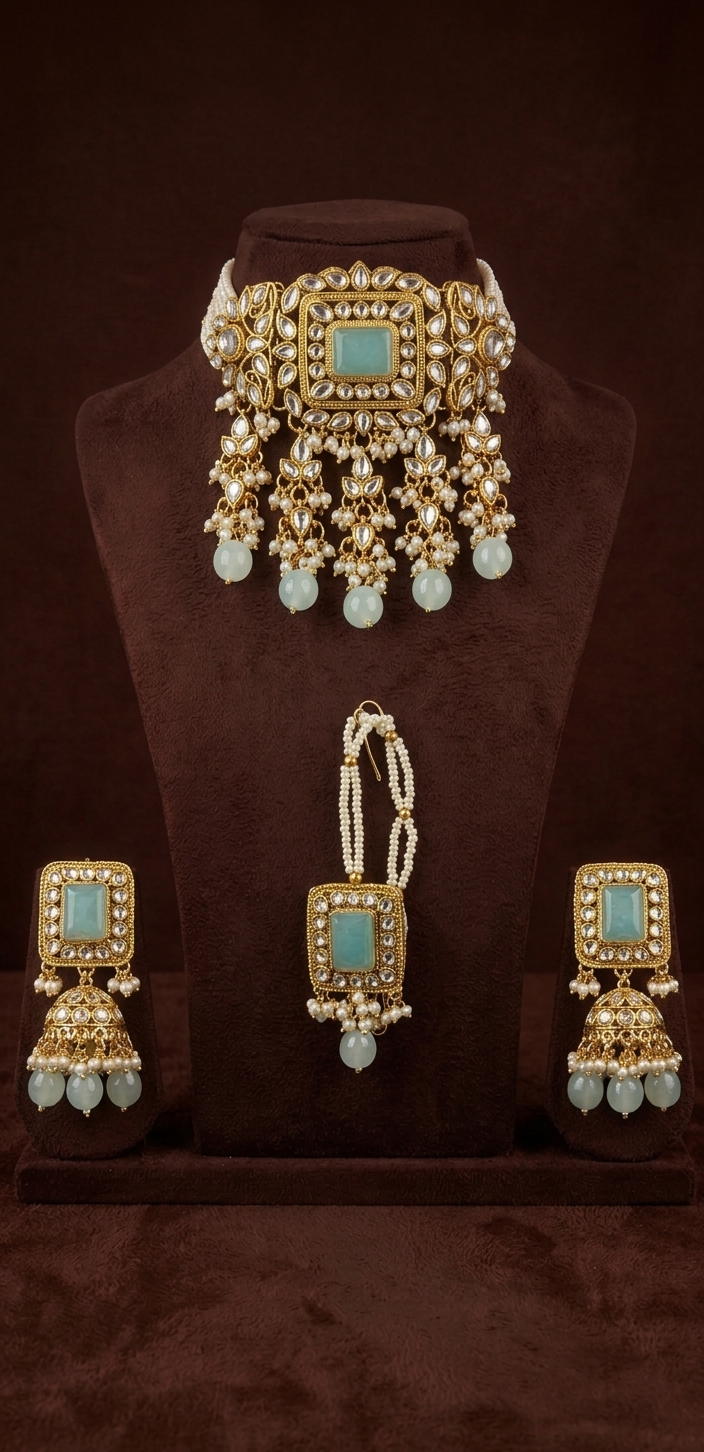 Aqua Pearl Elegance Set - occasion wear by Karigur Bridal