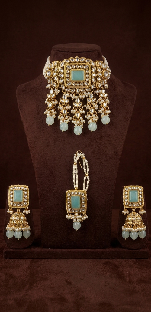 Aqua Pearl Elegance Set - occasion wear by Karigur Bridal