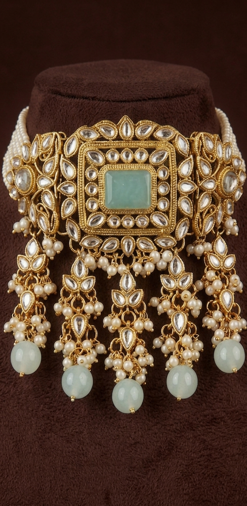 Aqua Pearl Elegance Set - occasion wear by Karigur Bridal, view 2