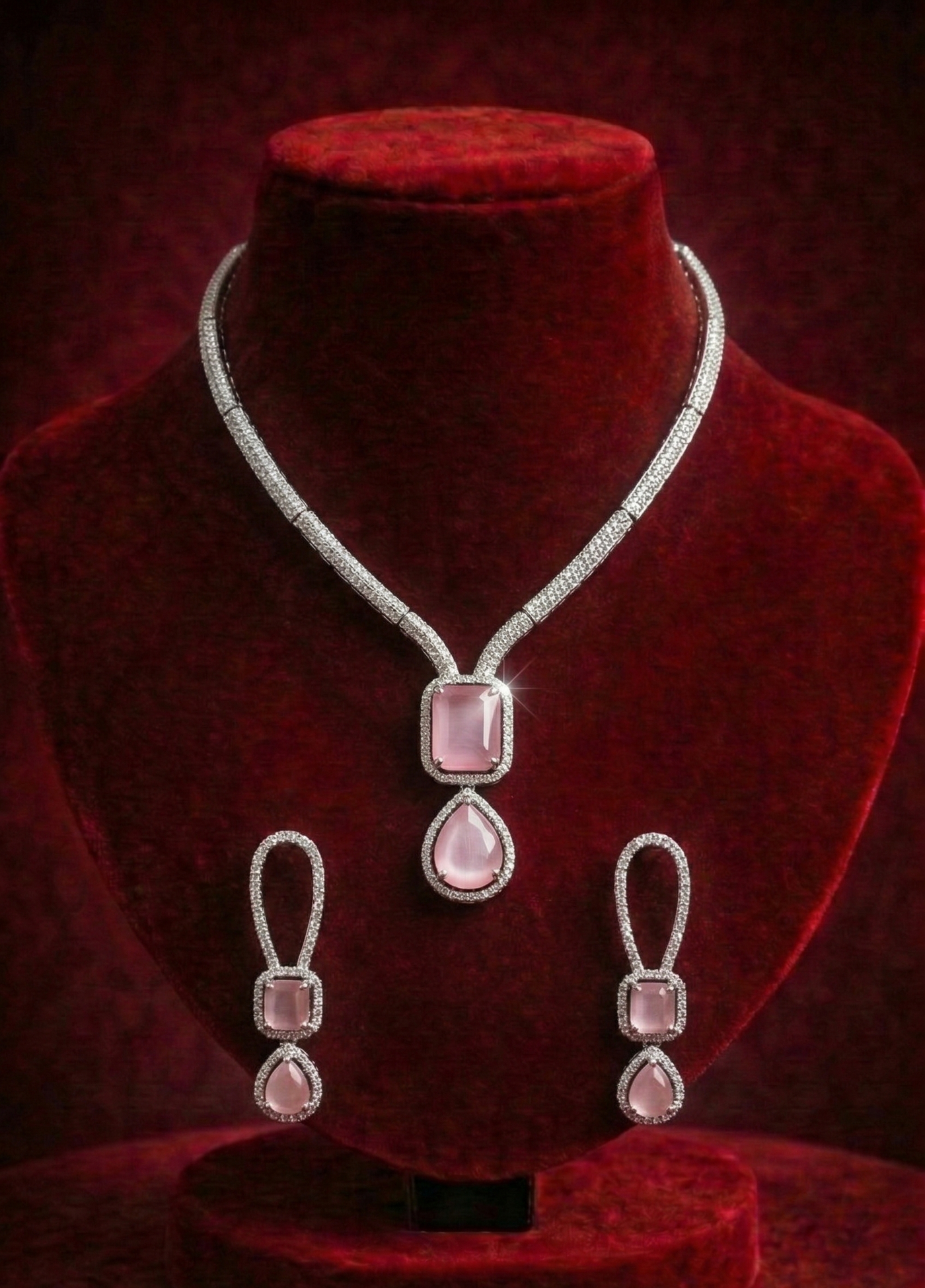 Blush Crystal Cascade Set - occasion wear by Karigur Bridal