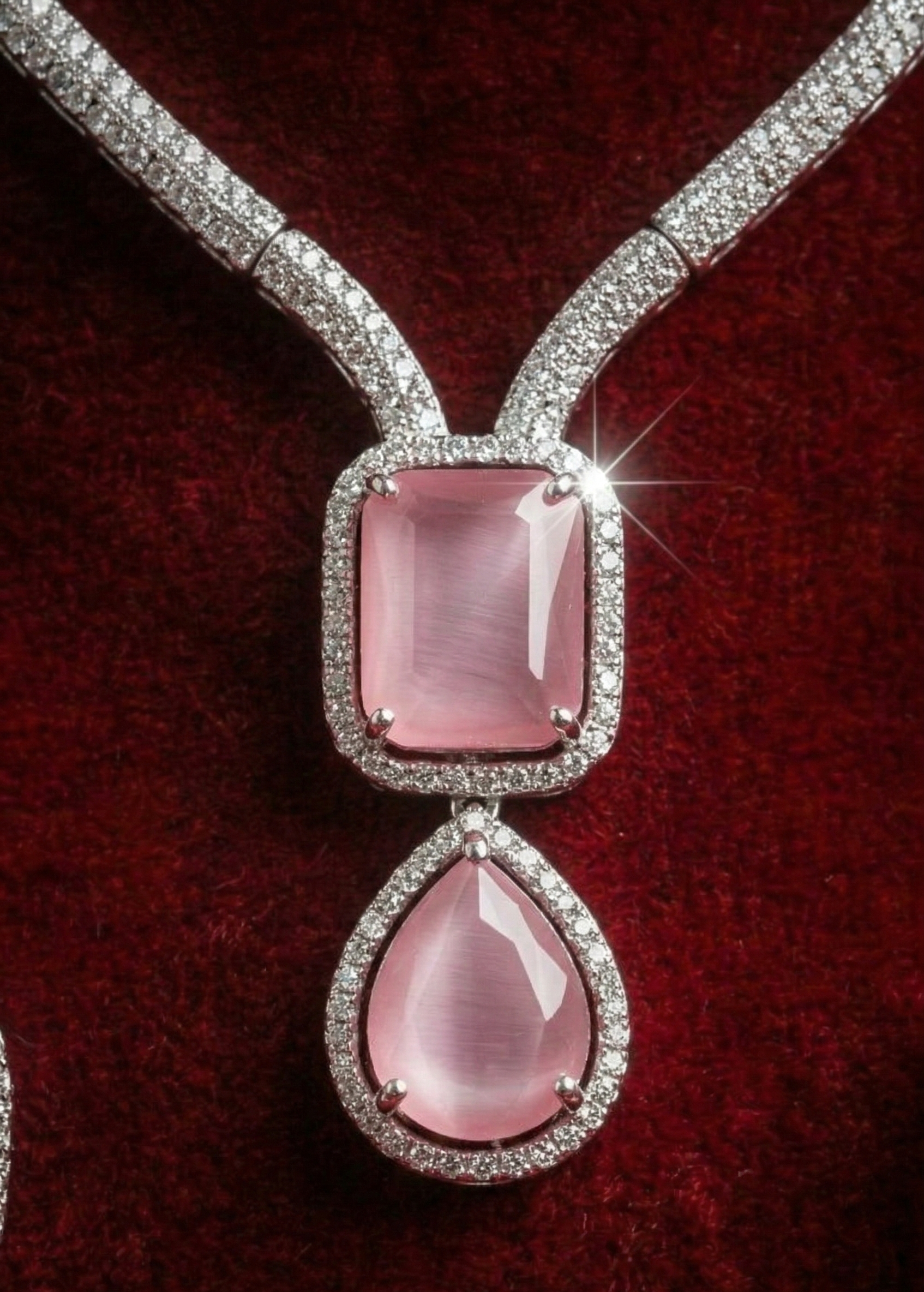 Blush Crystal Cascade Set - occasion wear by Karigur Bridal, view 2