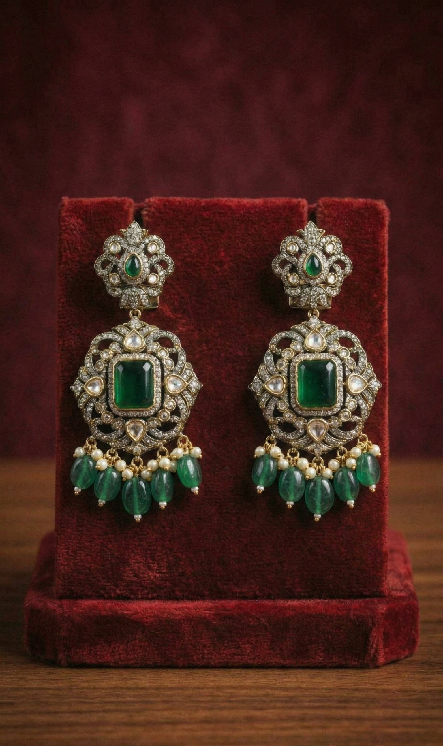 Emerald Kundan Choker Set - occasion wear by Karigur Bridal, view 3