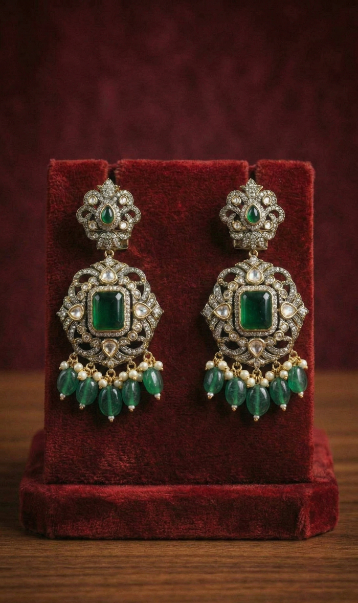 Emerald Kundan Choker Set - occasion wear by Karigur Bridal, view 3