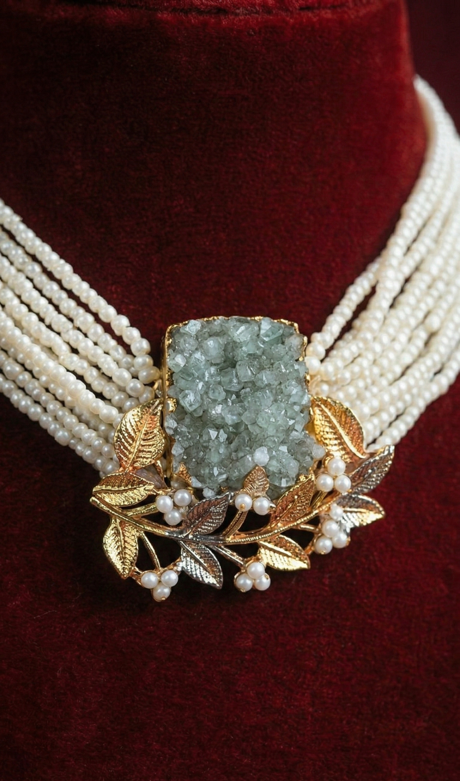 Druzy Pearl Botanical Set - occasion wear by Karigur Bridal, view 2
