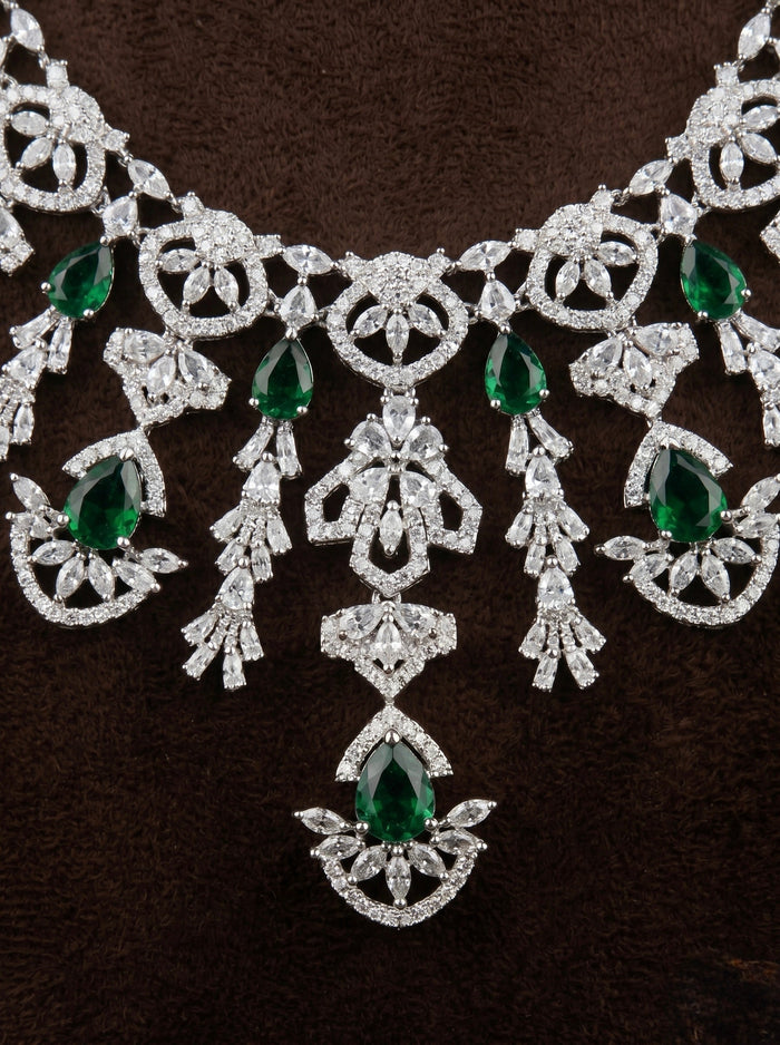 Emerald Diamond Cascade Set - occasion wear by Karigur Bridal, view 2