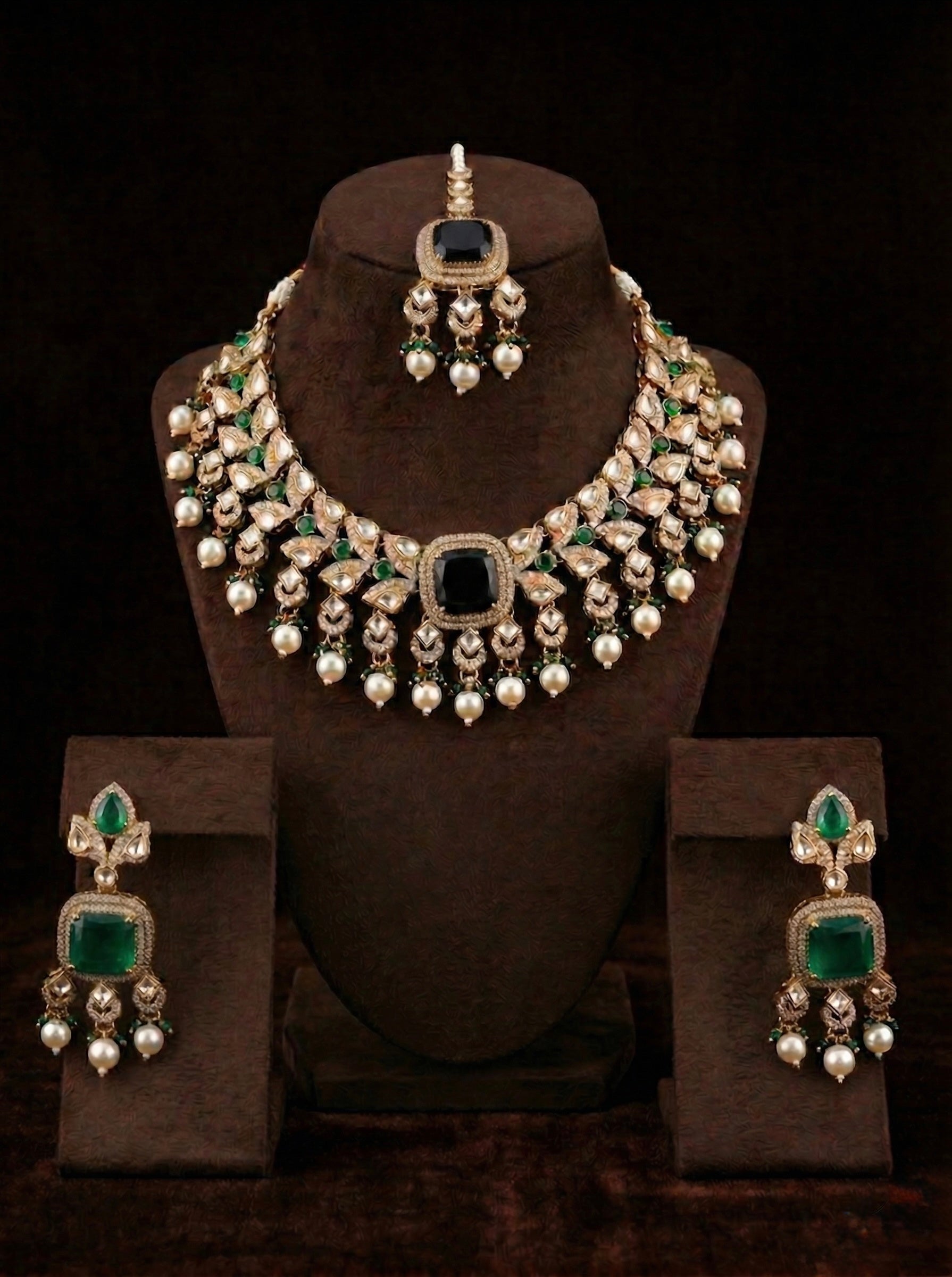 Emerald Onyx Regalia Set - occasion wear by Karigur Bridal