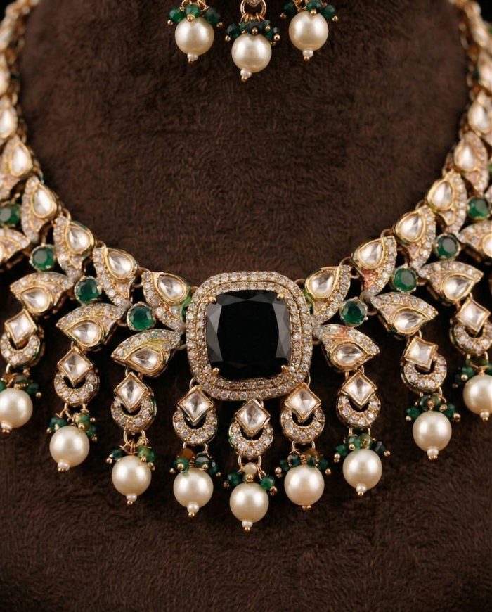Emerald Onyx Regalia Set - occasion wear by Karigur Bridal, view 2