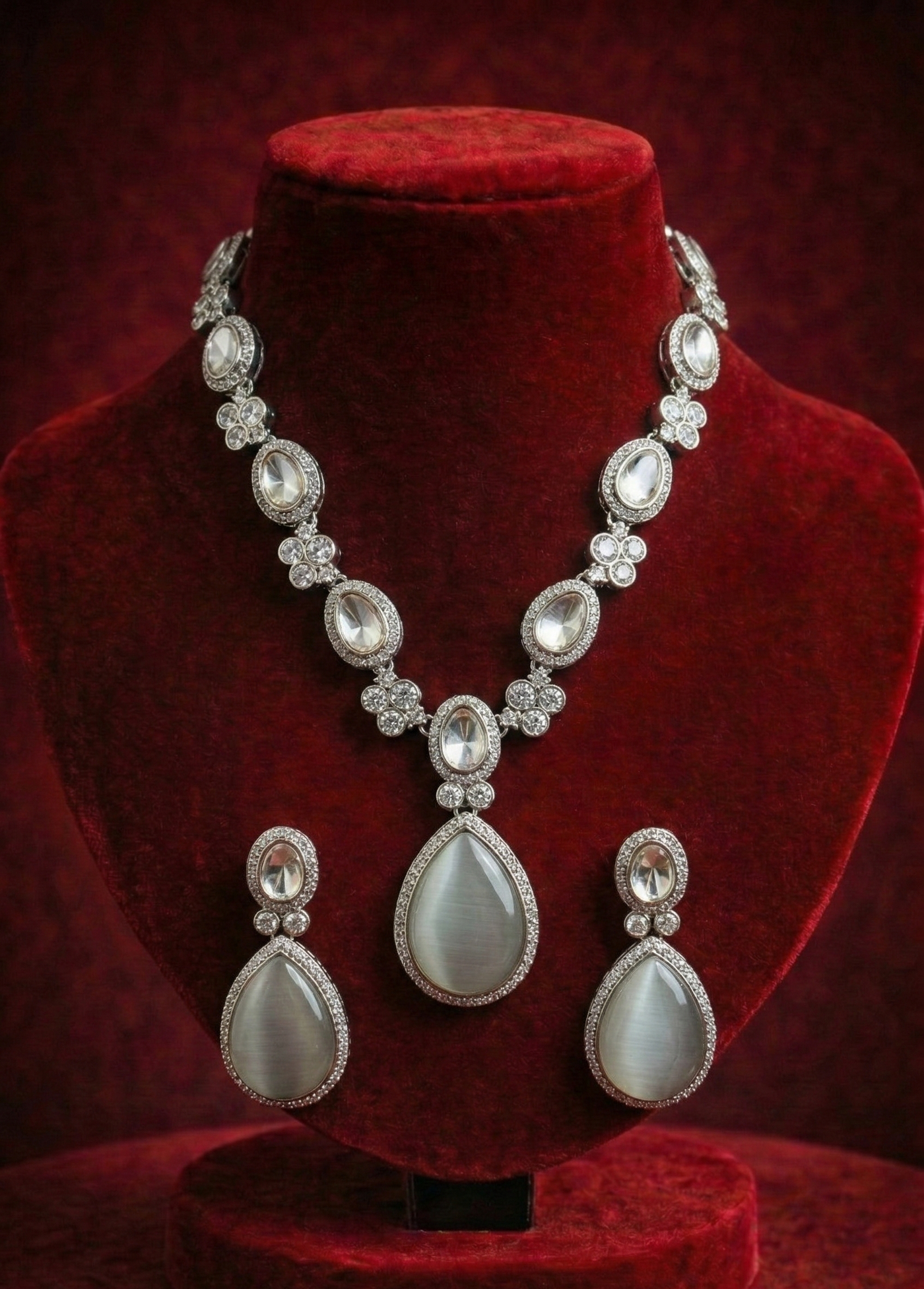 Ivory Crystal Cascade Set - occasion wear by Karigur Bridal