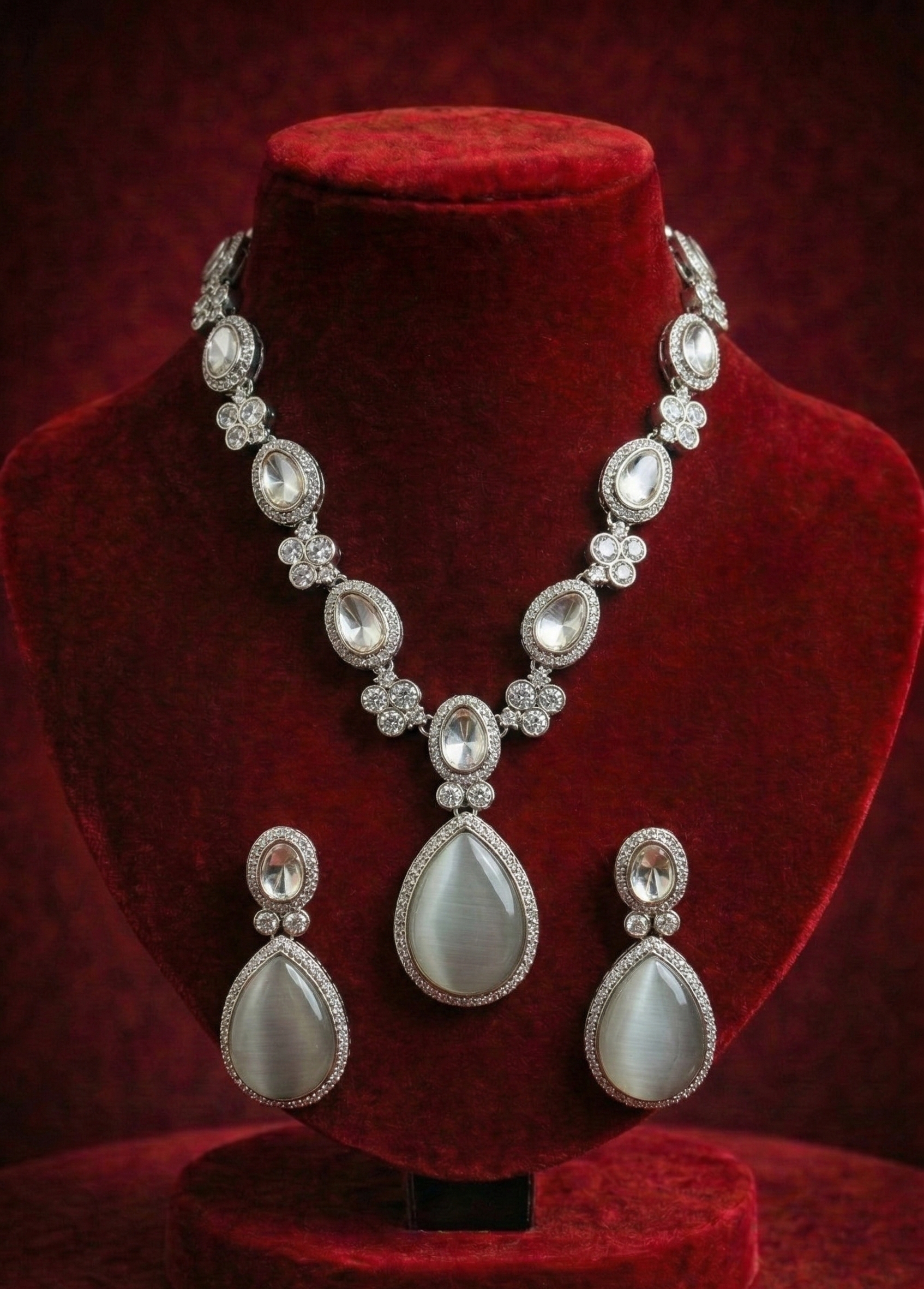 Ivory Crystal Cascade Set - occasion wear by Karigur Bridal
