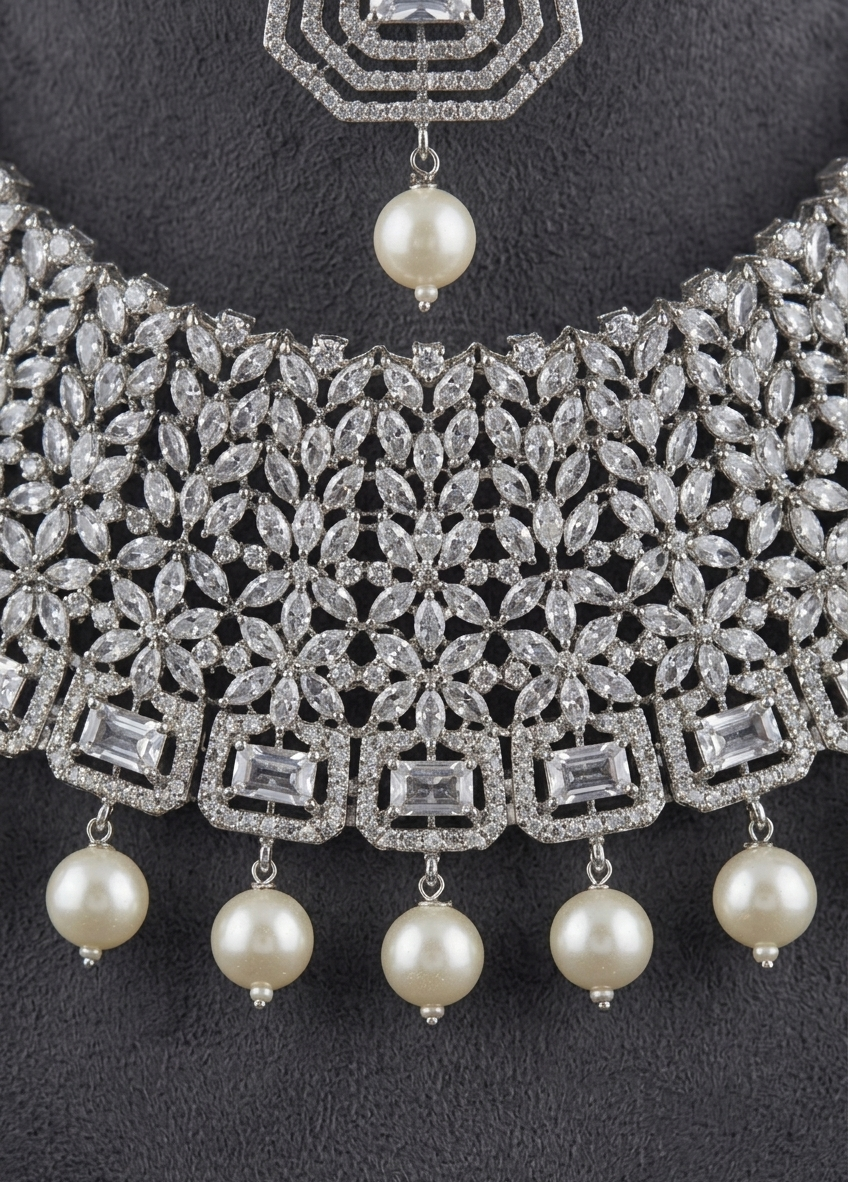 Majestic Pearl Diamond Set - occasion wear by Karigur Bridal, view 2