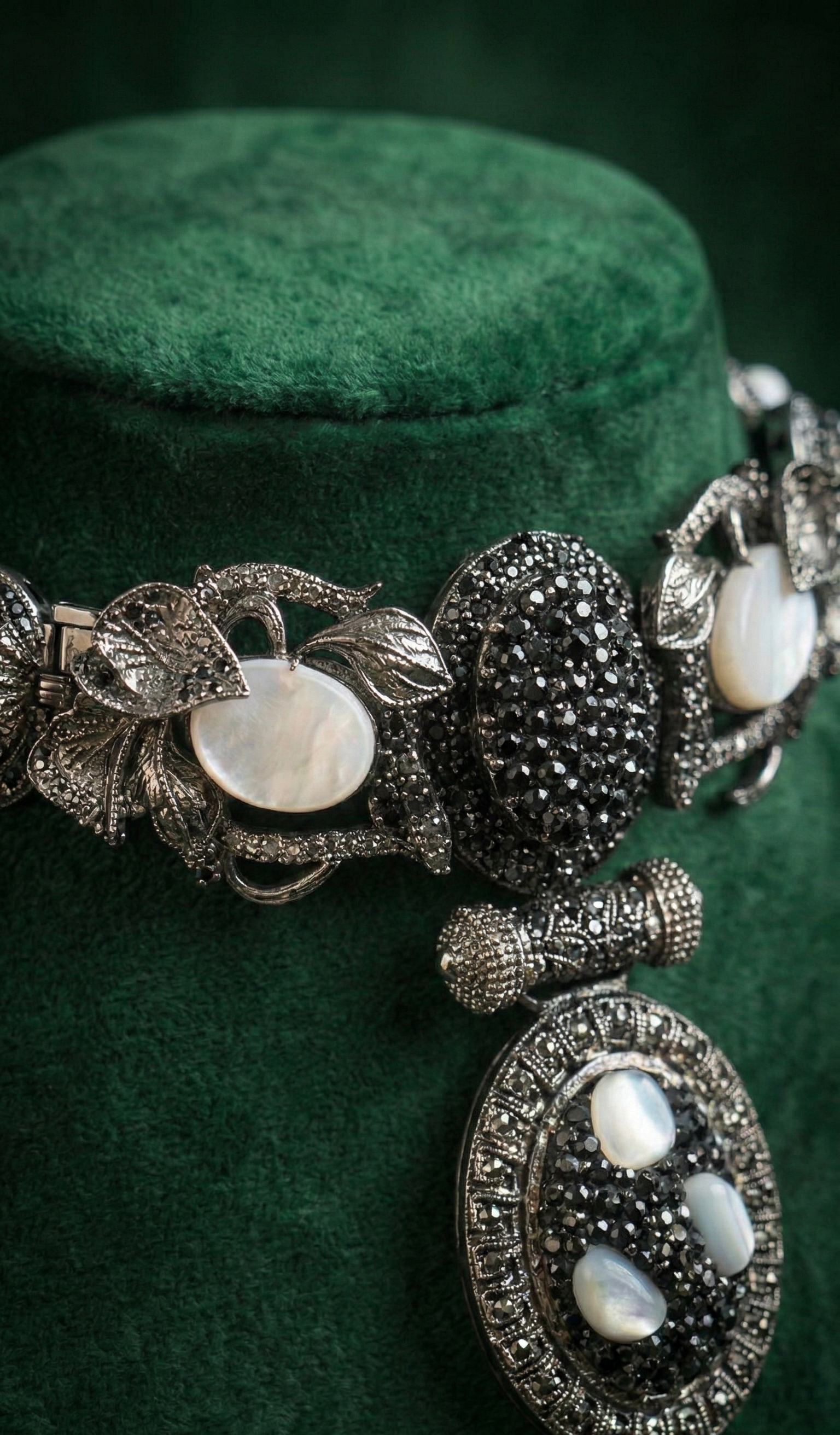 Noir Crystal Medallion Set - occasion wear by Karigur Bridal, view 2