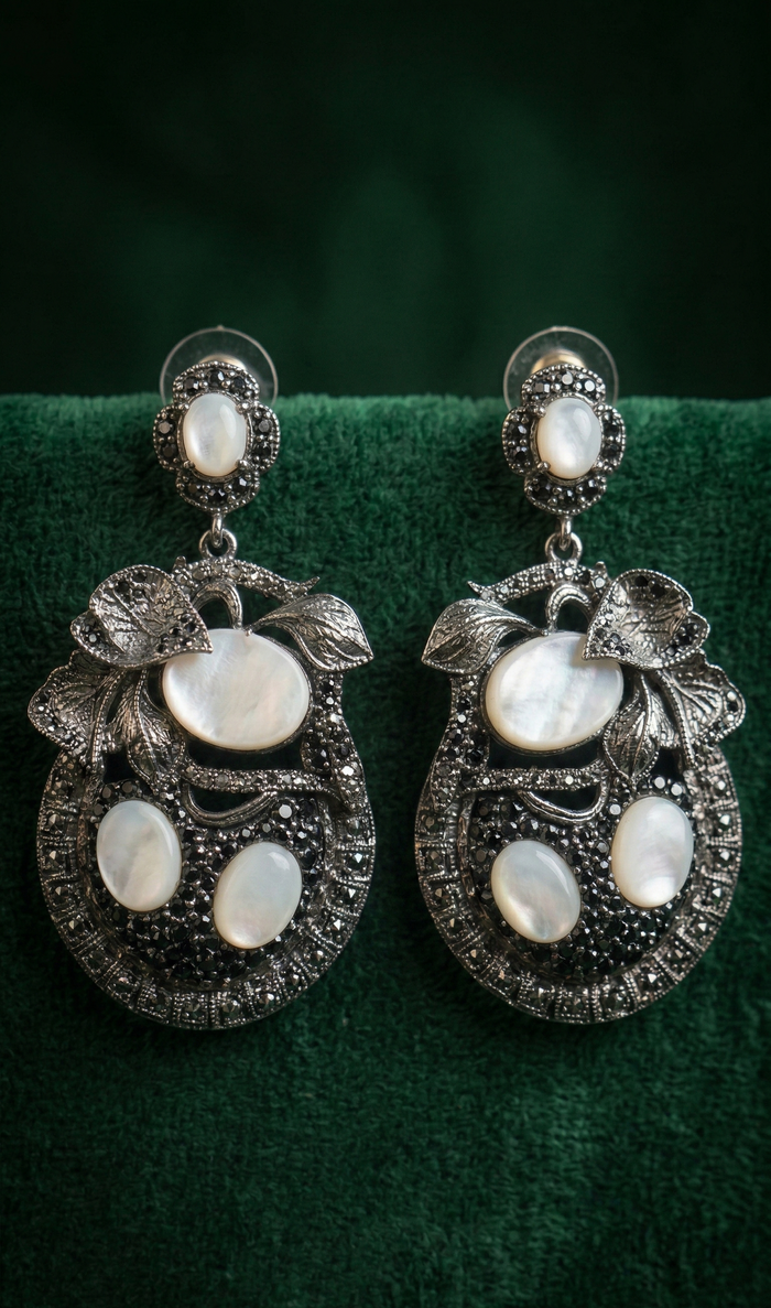 Noir Crystal Medallion Set - occasion wear by Karigur Bridal, view 3