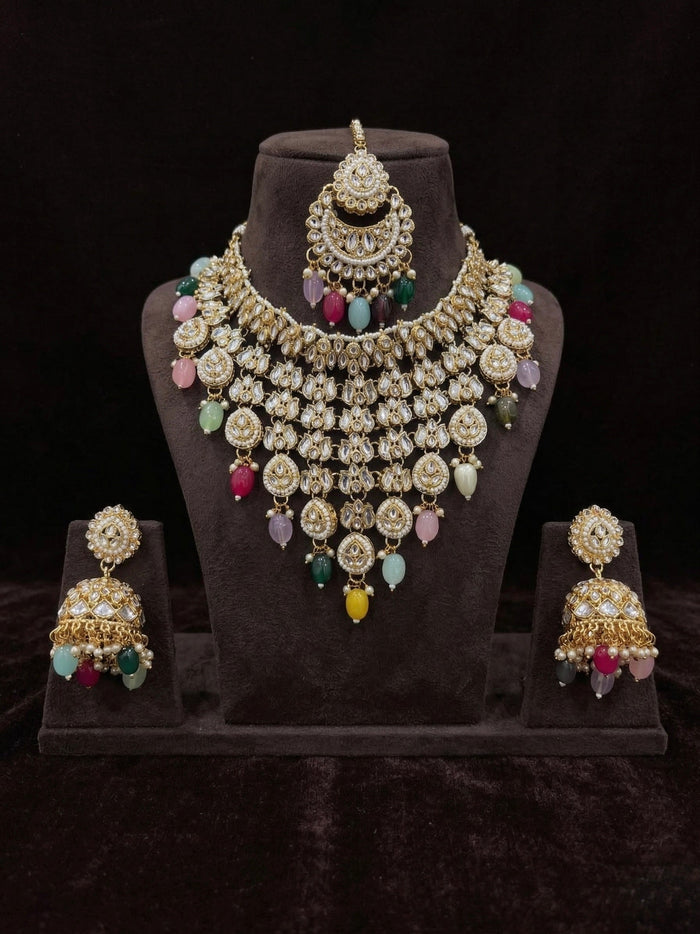 Polki Pastel Cascade Choker Set - occasion wear by Karigur Bridal