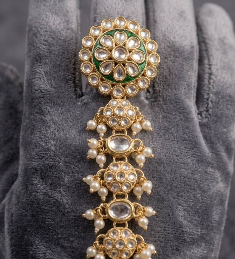 Regal Pearl Haathphool (Set of 2) - occasion wear by Karigur Bridal, view 2