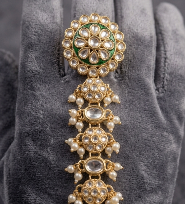 Regal Pearl Haathphool (Set of 2) - occasion wear by Karigur Bridal, view 2