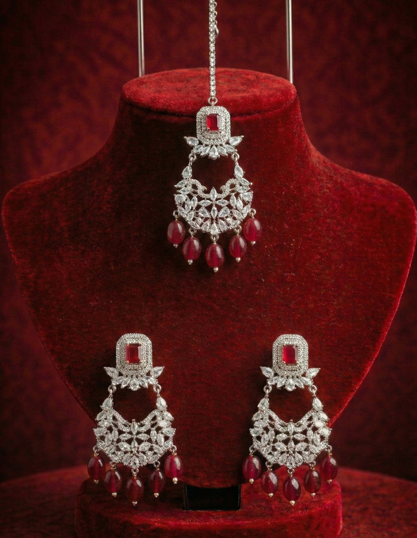 Ruby Crystal Choker Set - occasion wear by Karigur Bridal, view 2
