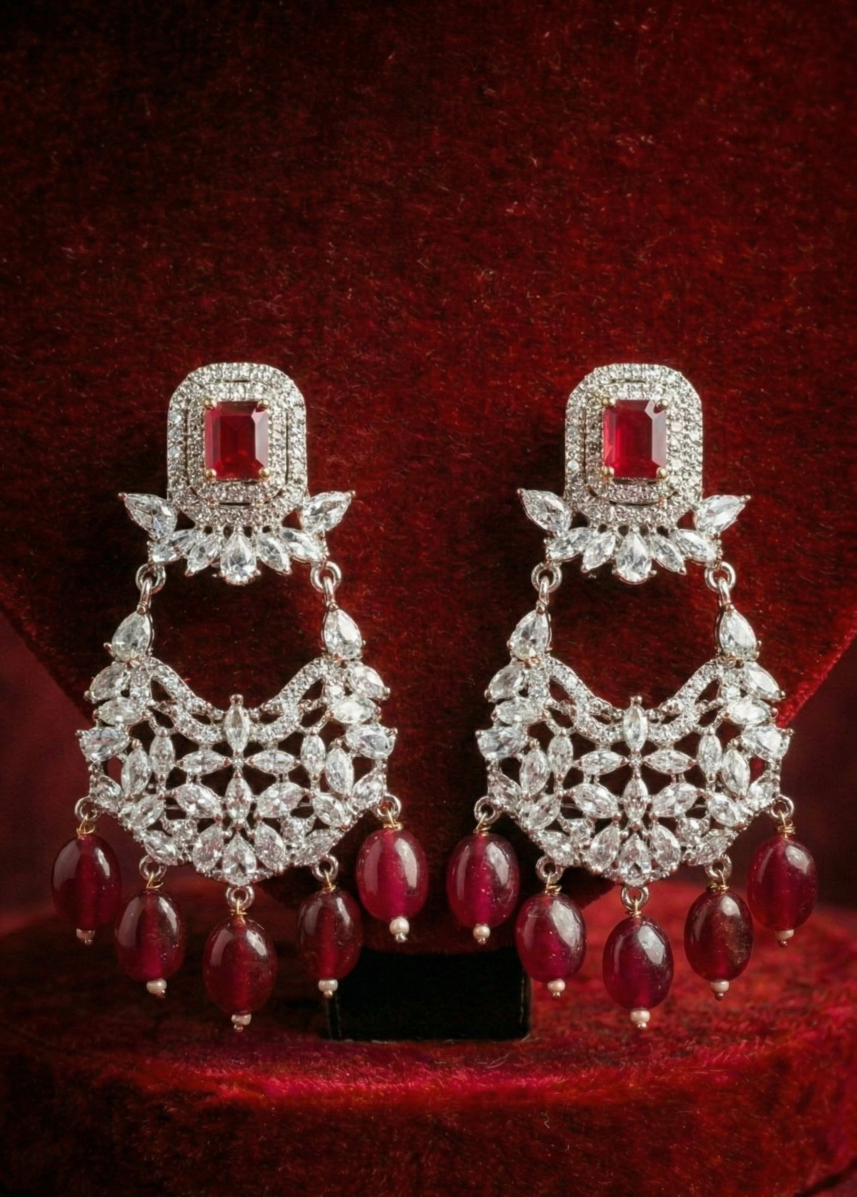 Ruby Crystal Choker Set - occasion wear by Karigur Bridal, view 3