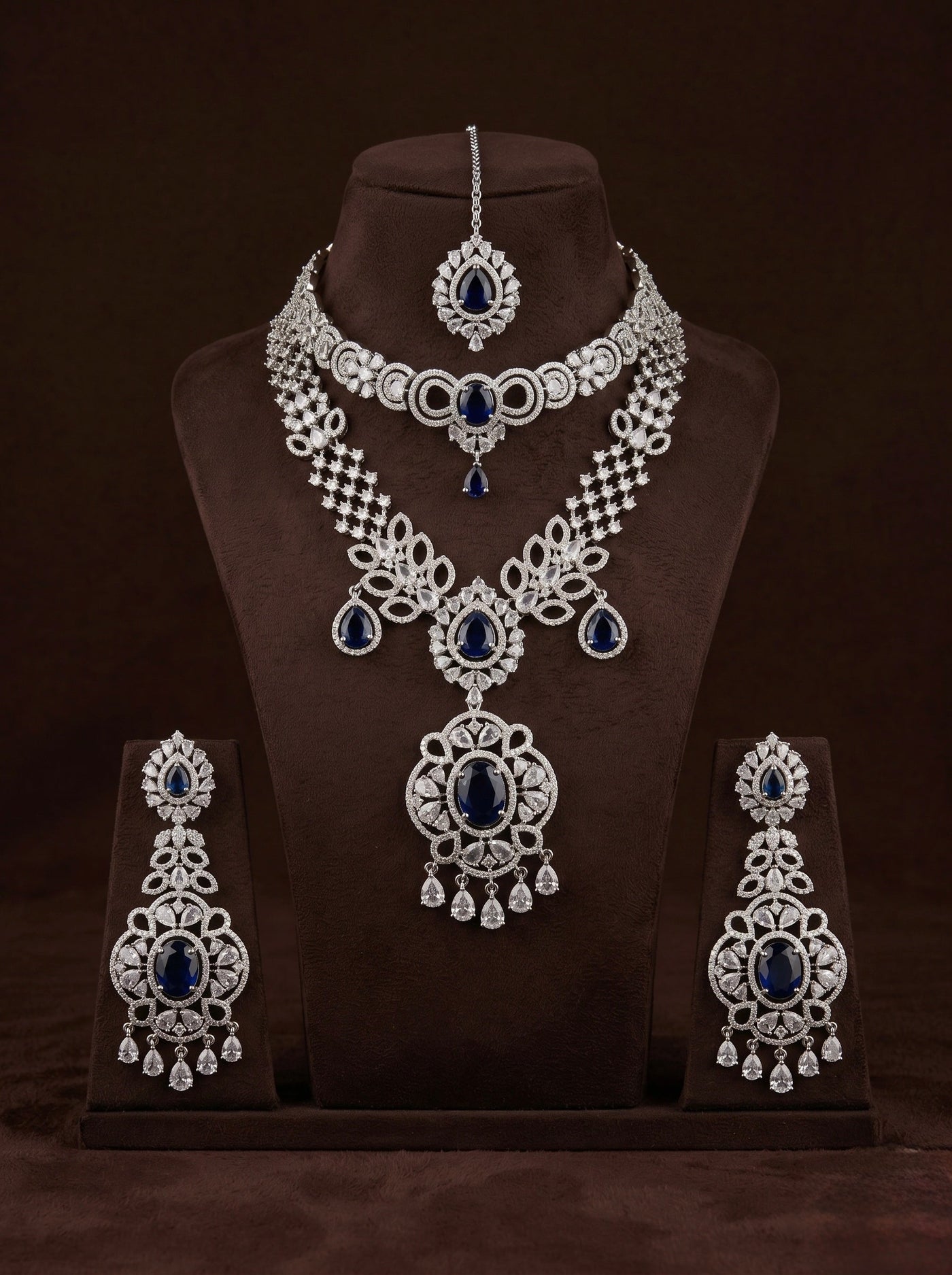 Sapphire Diamond Regal Set - occasion wear by Karigur Bridal