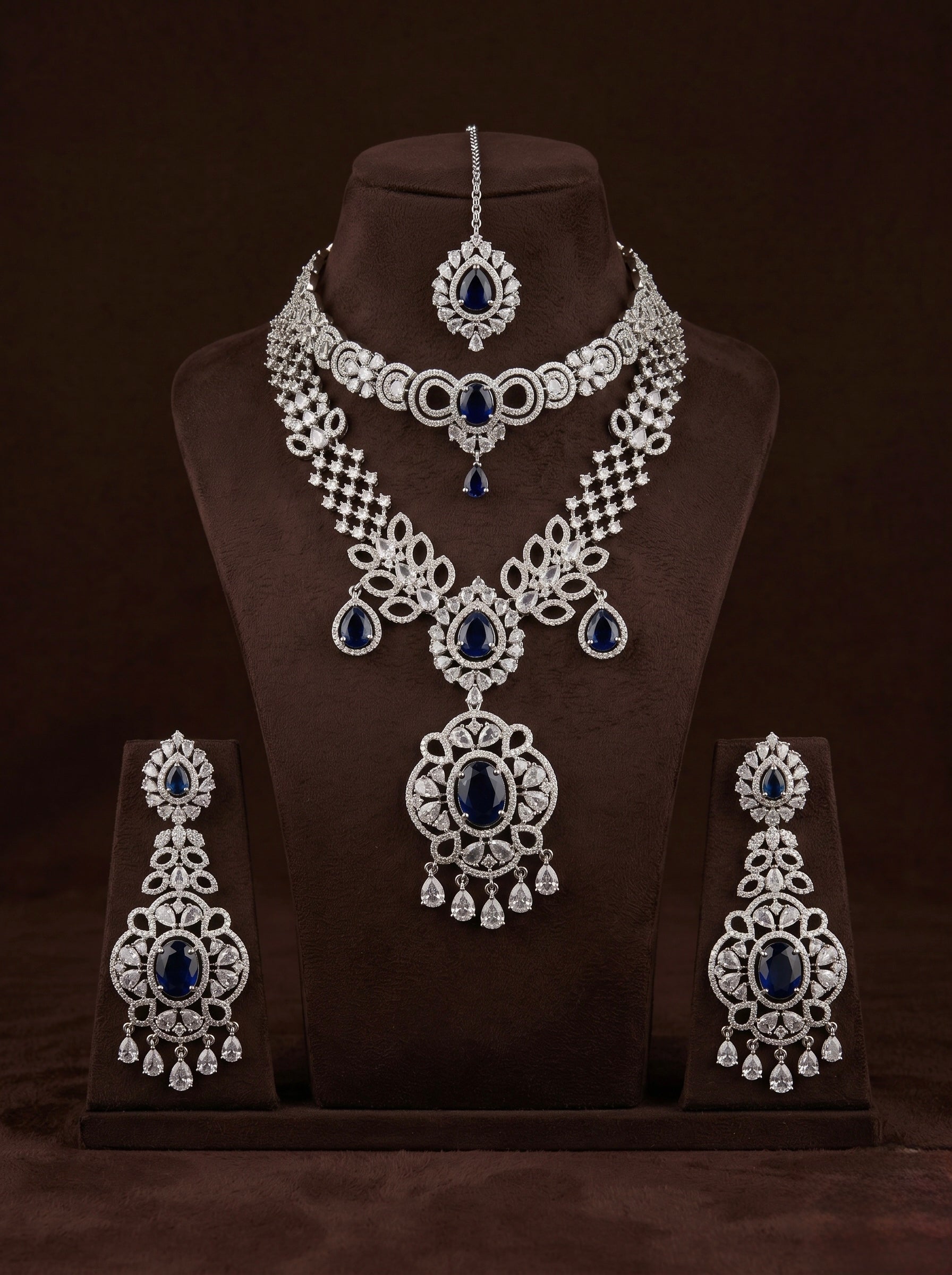 Sapphire Diamond Regal Set - occasion wear by Karigur Bridal