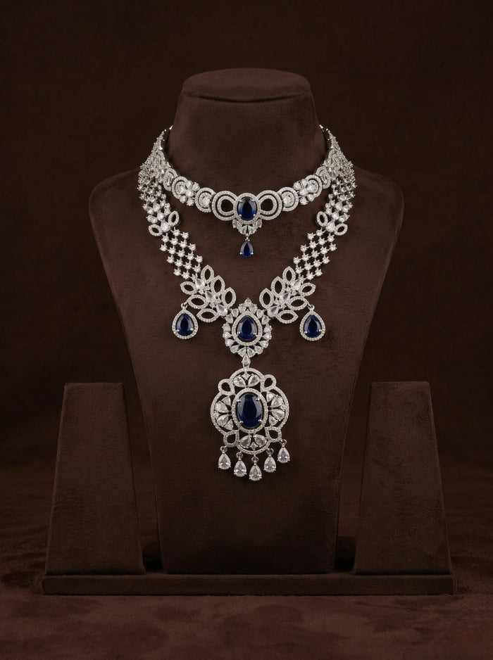 Sapphire Diamond Regal Set - occasion wear by Karigur Bridal, view 2