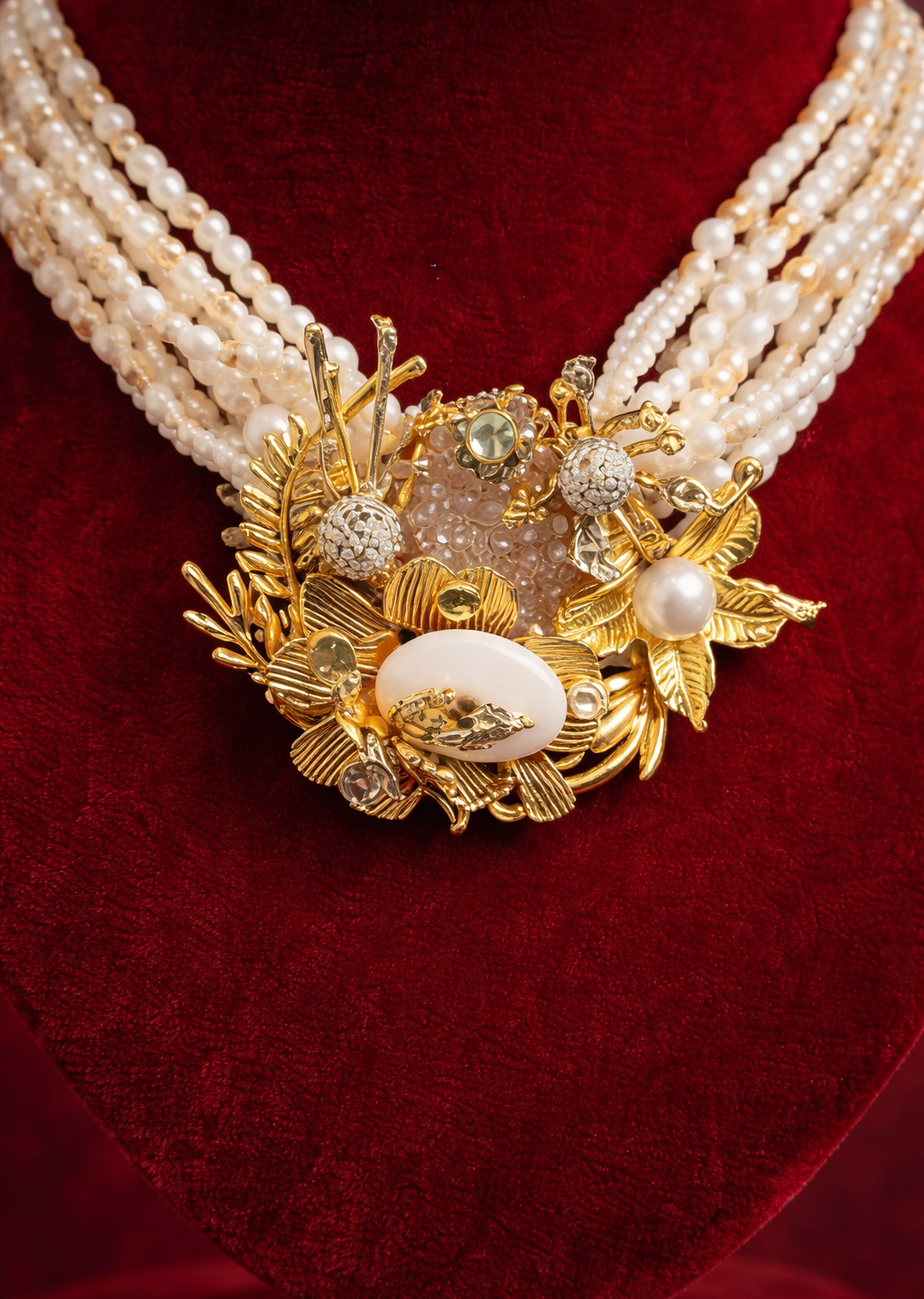 Floral Pearl Choker - occasion wear by Karigur Bridal, view 2