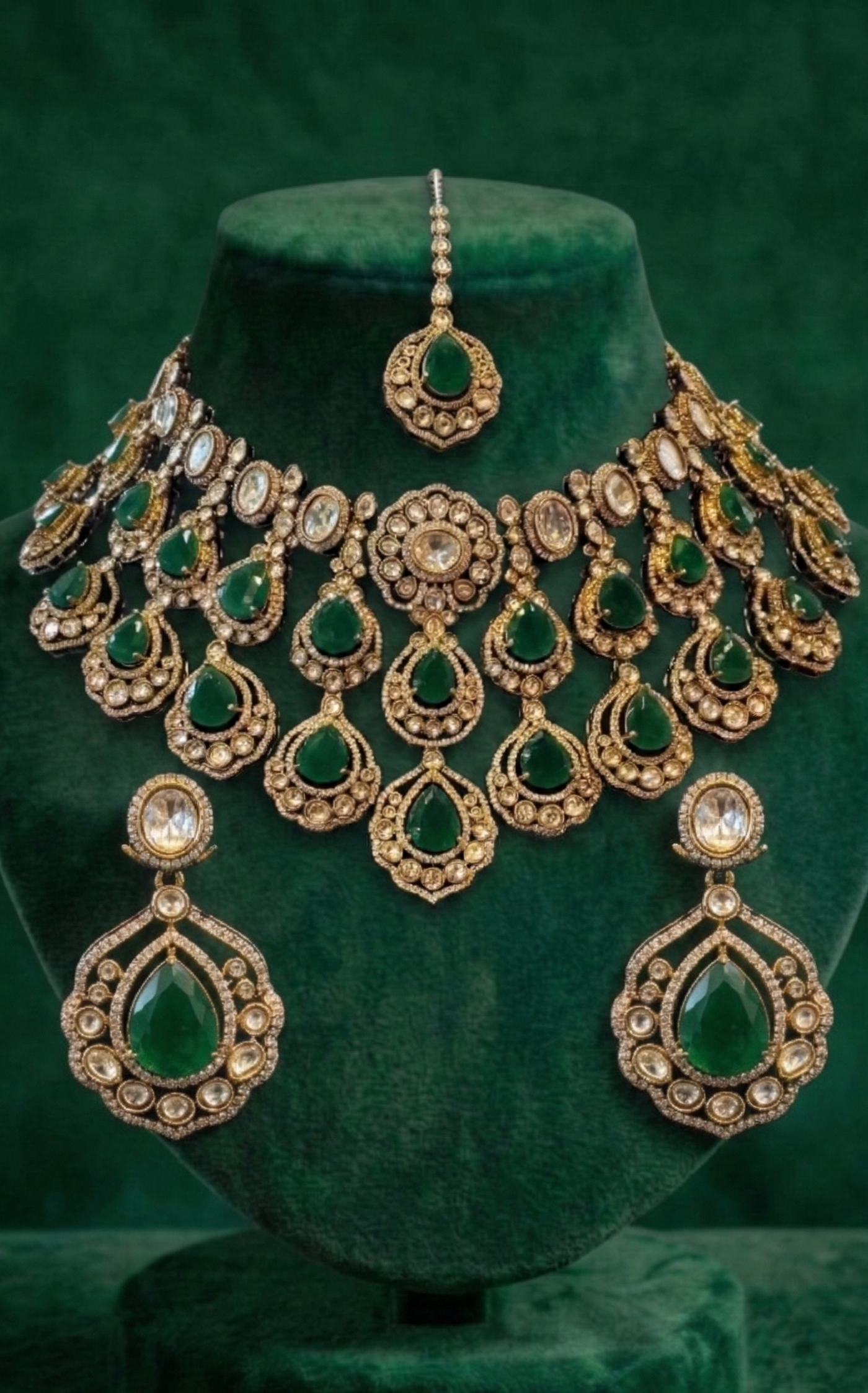 Zareen Emerald Cascade Set - occasion wear by Karigur Bridal