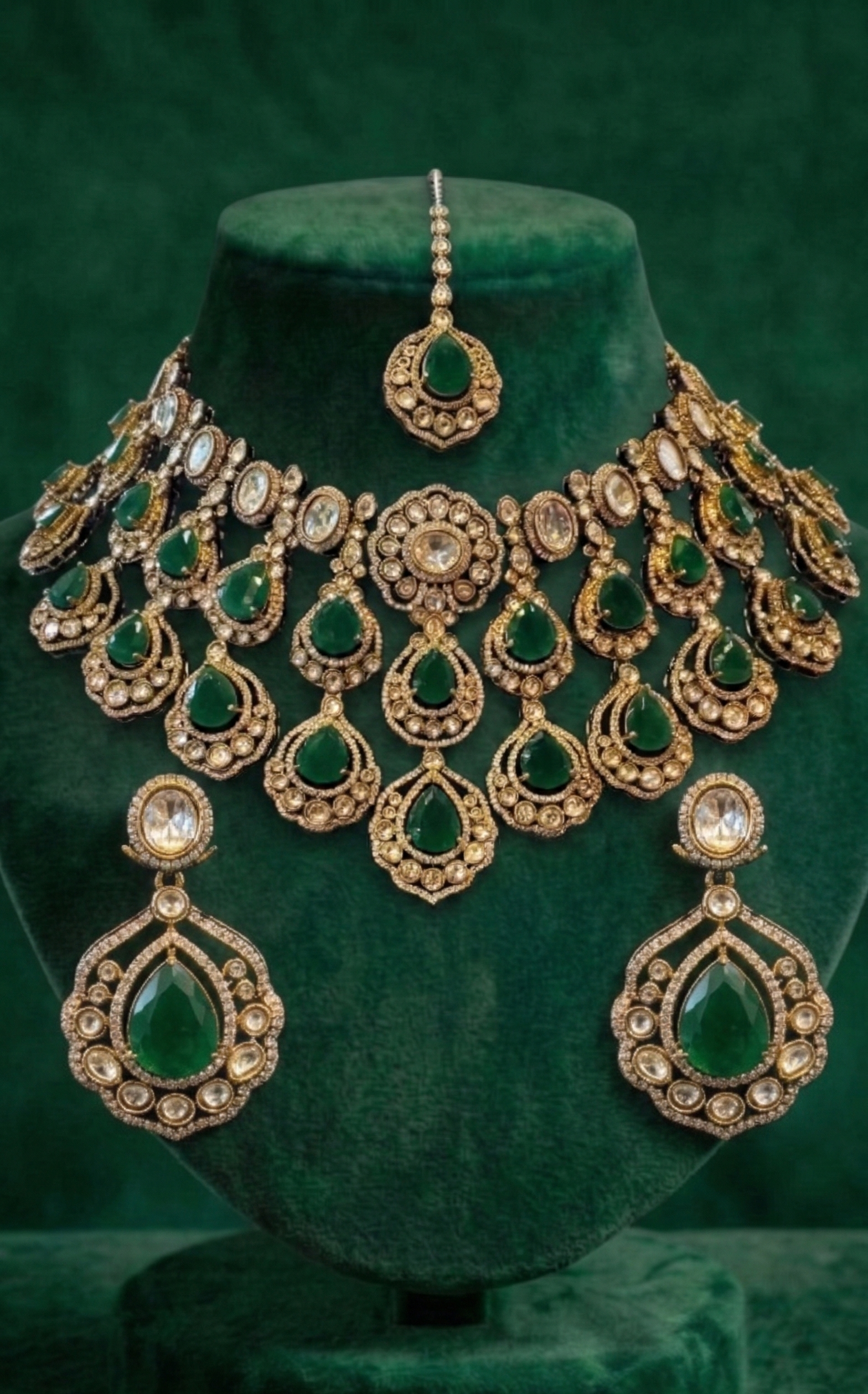 Zareen Emerald Cascade Set - occasion wear by Karigur Bridal