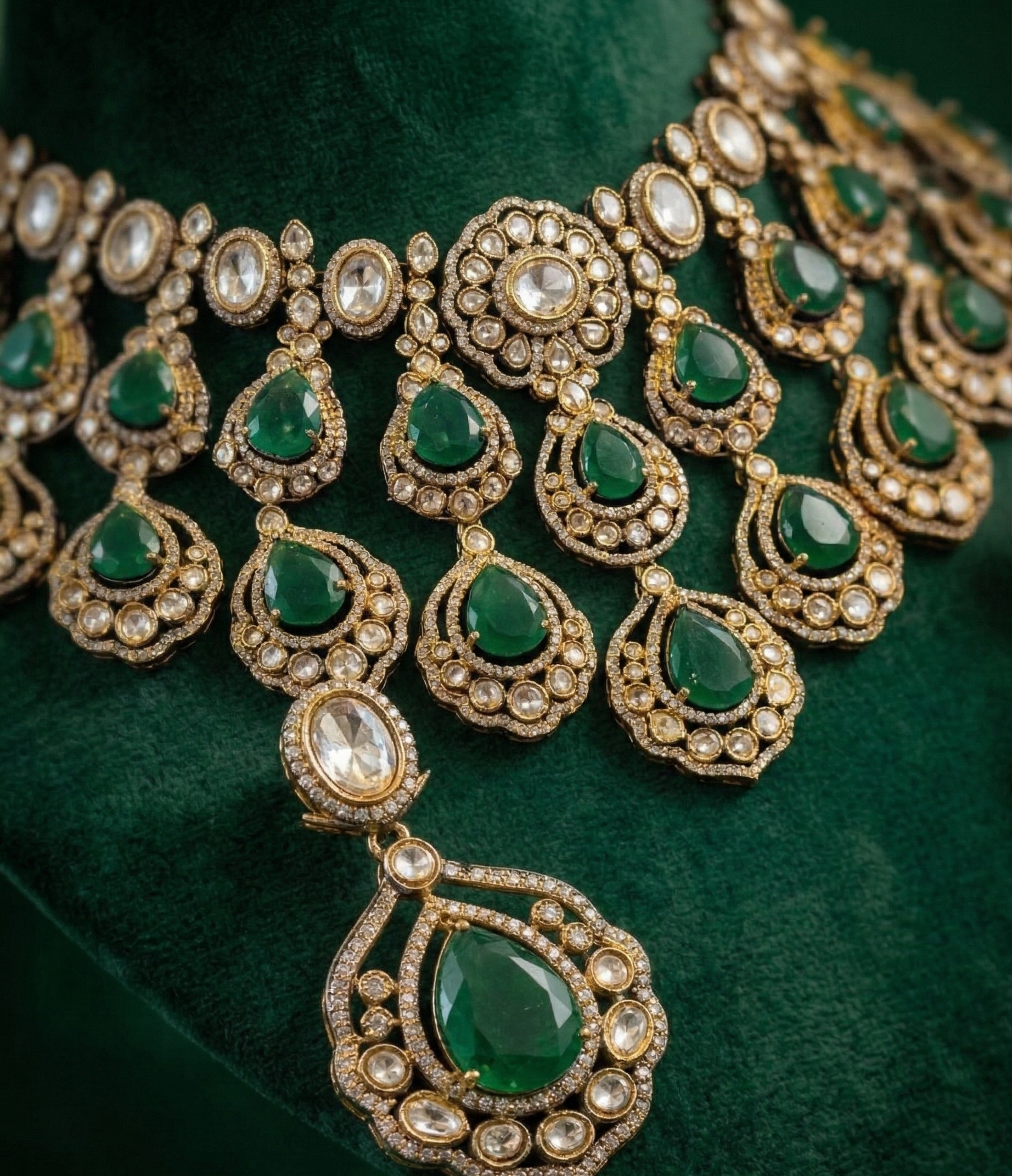 Zareen Emerald Cascade Set - occasion wear by Karigur Bridal, view 2