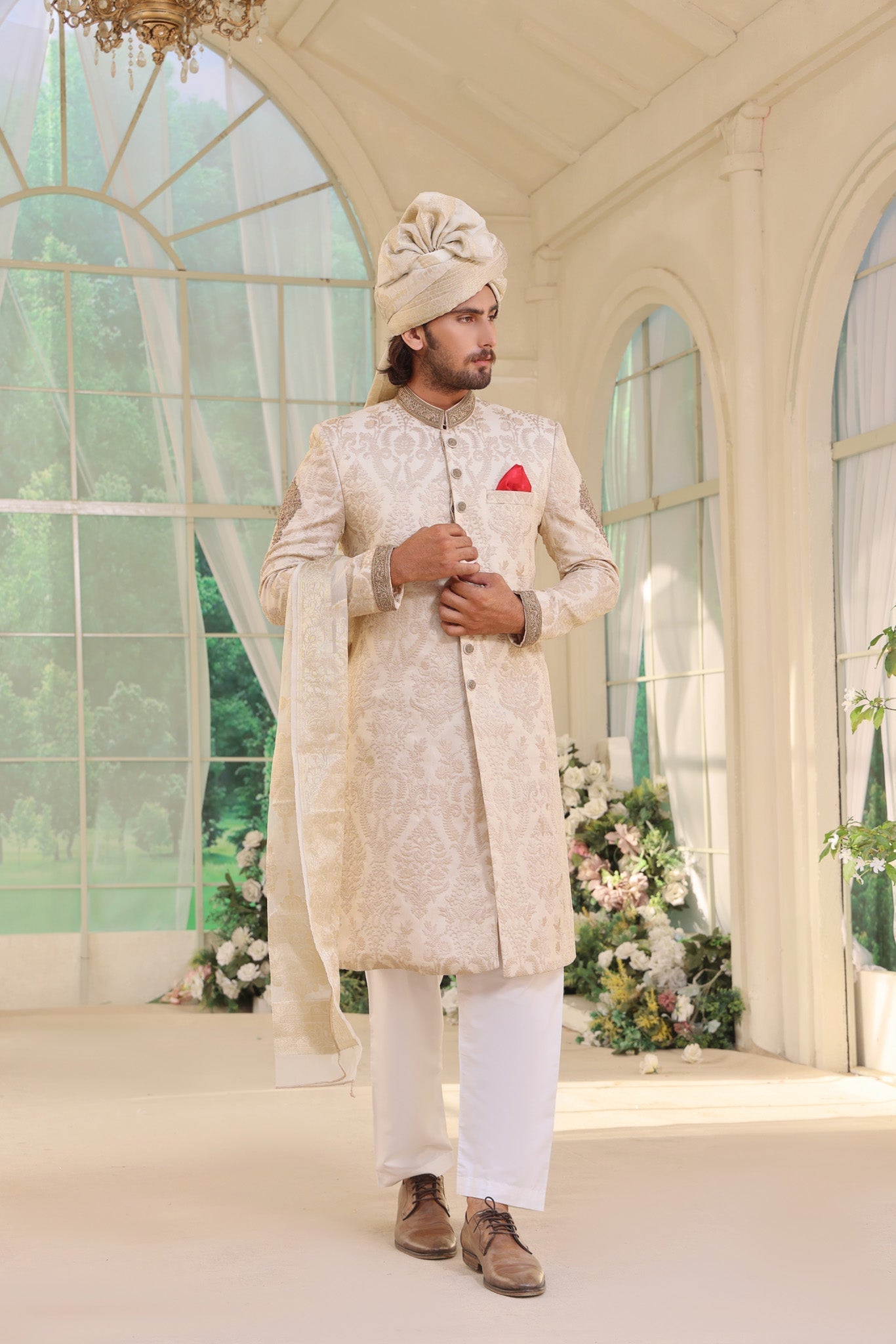 Aakib - groom sherwani by Karigur Bridal