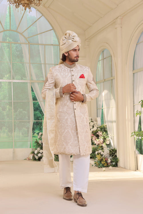 Aakib - groom sherwani by Karigur Bridal