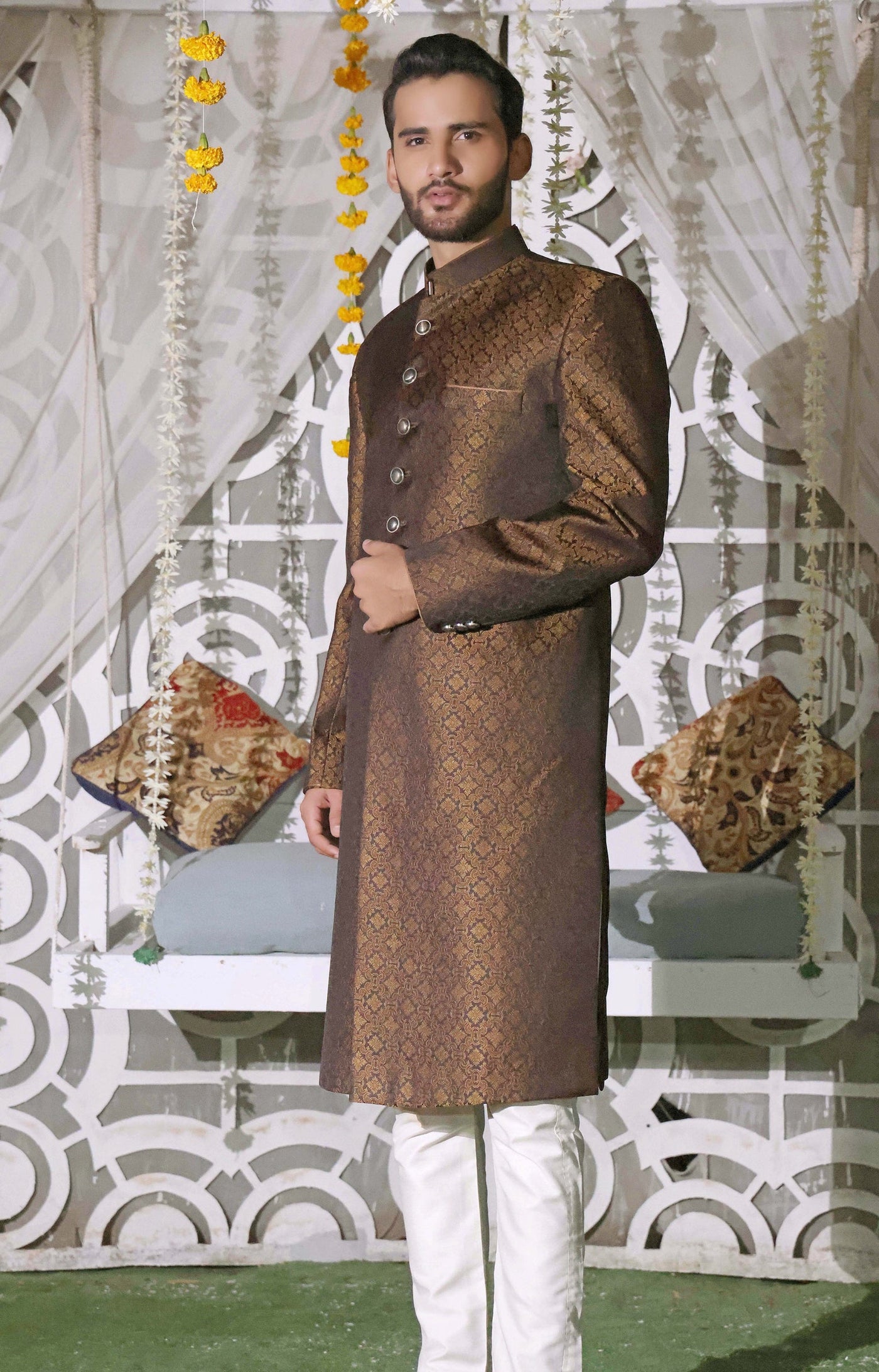 Abijah - groom sherwani by Karigur Bridal