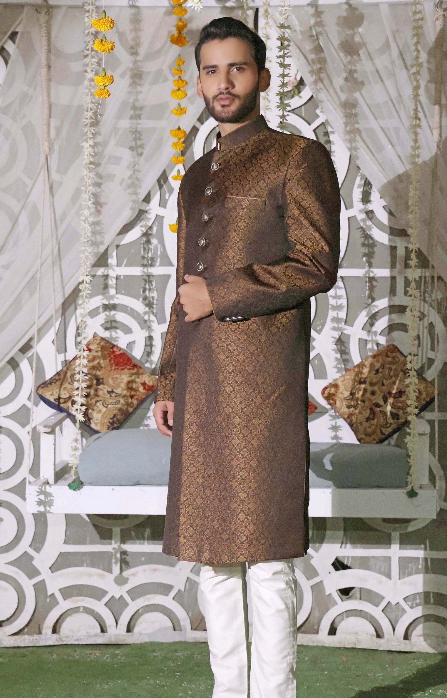 Abijah - groom sherwani by Karigur Bridal