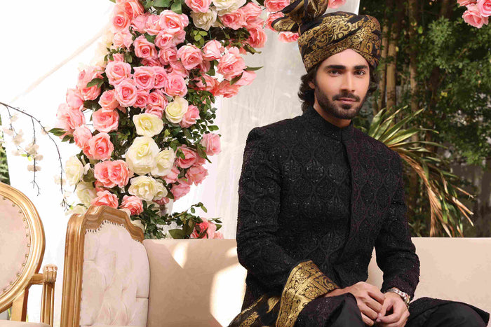 Adel - groom sherwani by Karigur Bridal, view 2