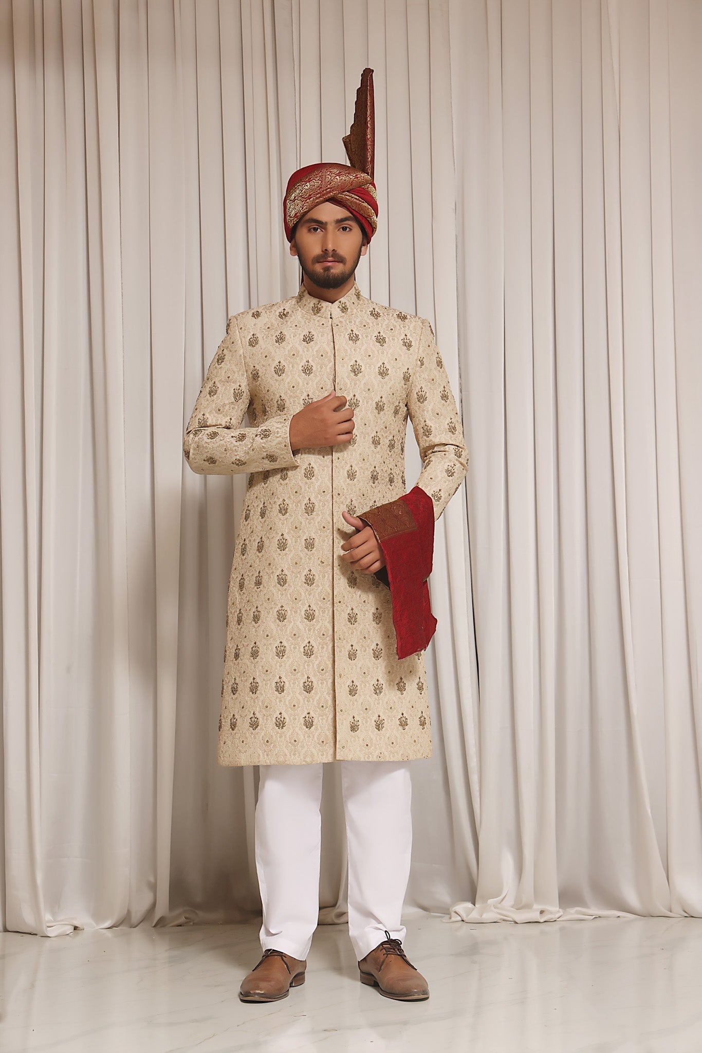 Khosrow - groom sherwani by Karigur Bridal