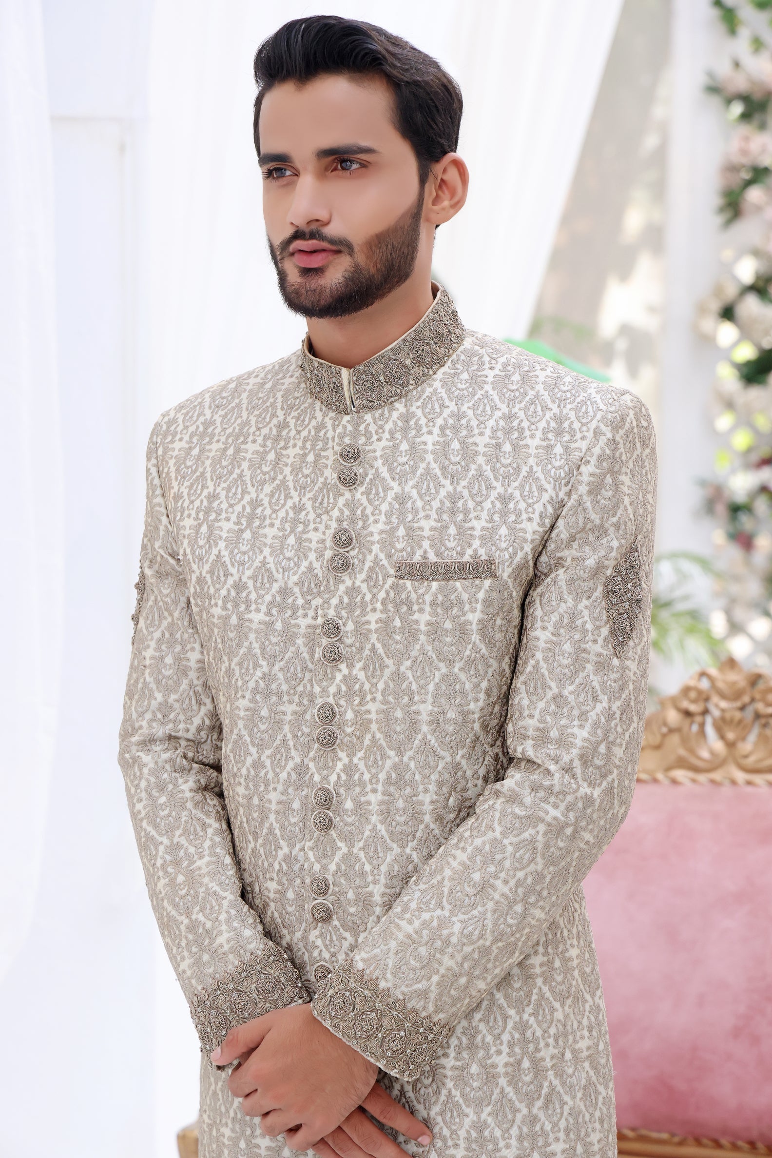 Pavel - groom sherwani by Karigur Bridal, view 2